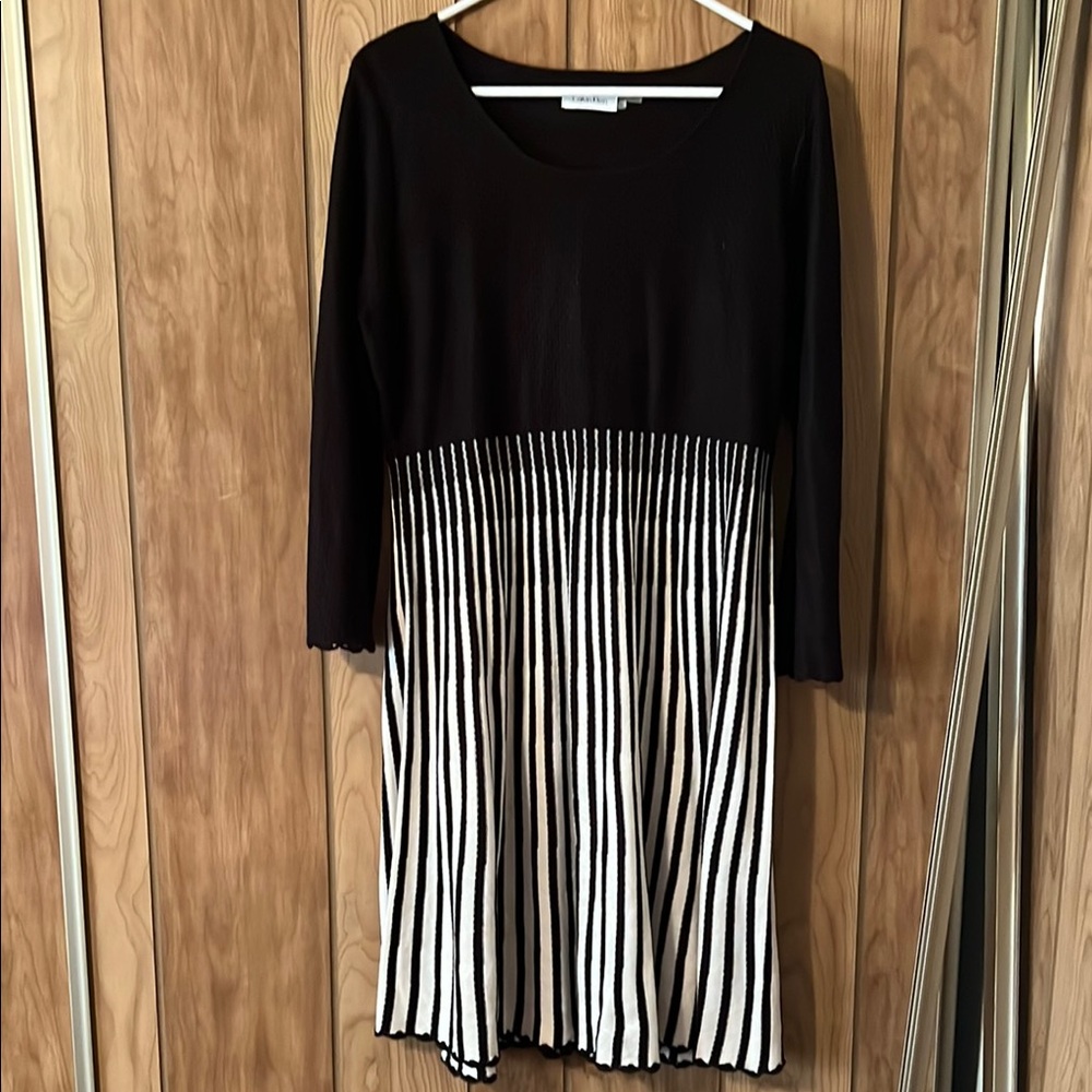 Chic Black and White Striped Dress